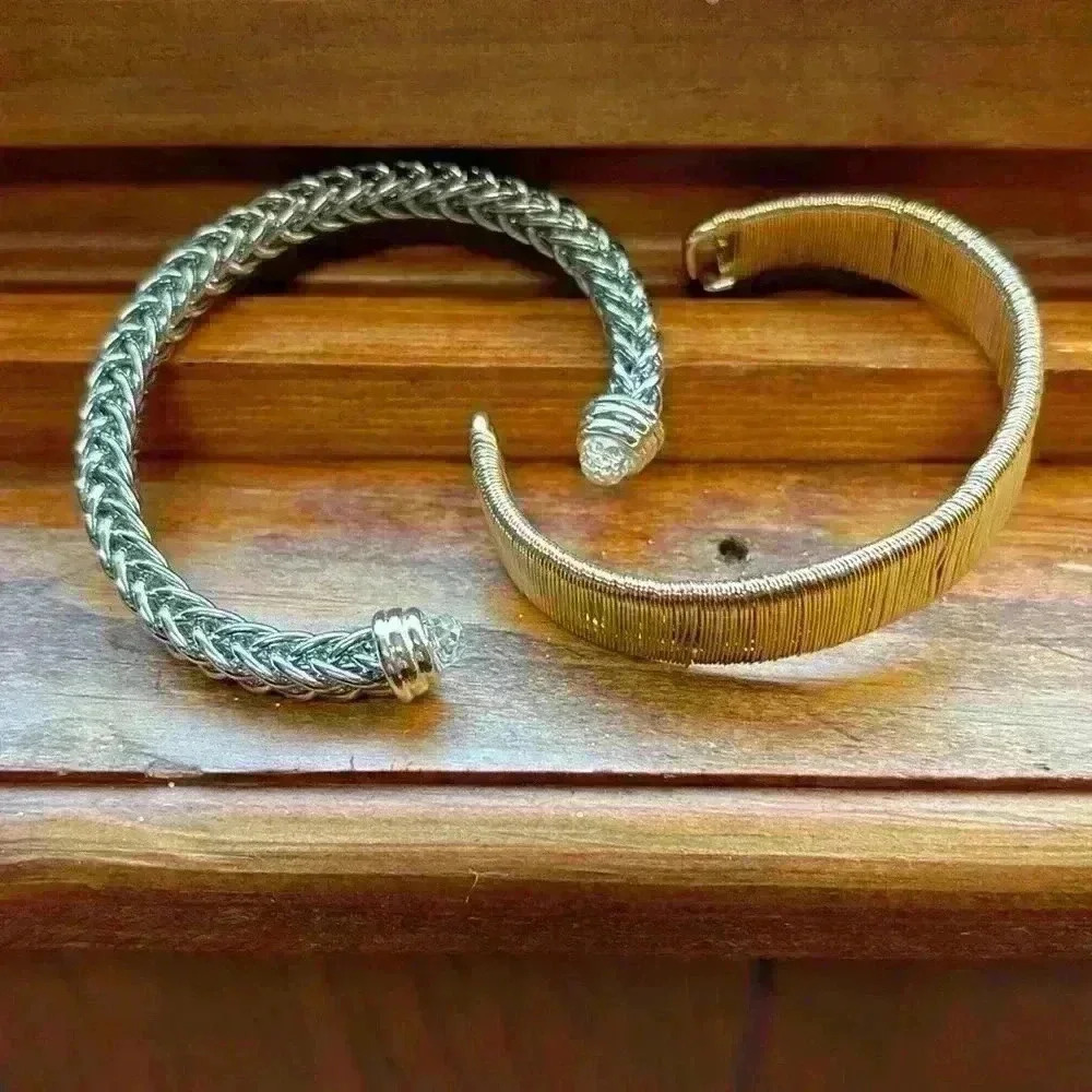 Costume Jewelry 2 Bracelets 1 Silver Tone And 1 Gold Tone